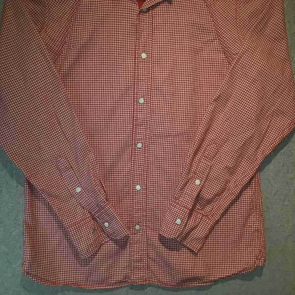 Men's DH3 Long Sleeve Red  & White Checkered Shirt Size Medium - Picture 3 of 7
